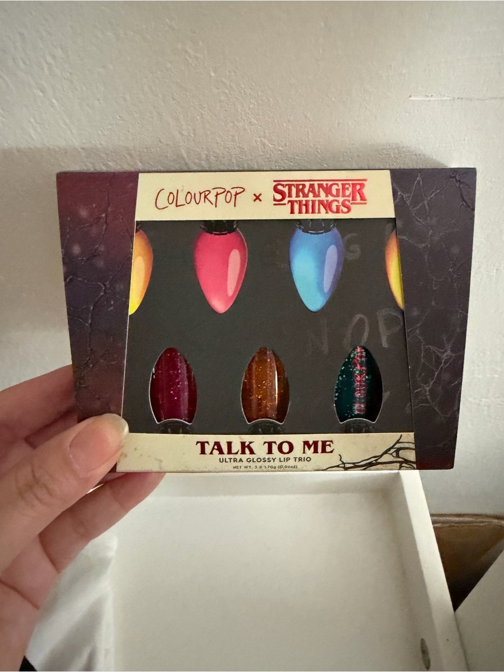 ColourPop x Stranger Things 'Talk To Me' Gloss Trio Artwork — Red, Orange, Teal